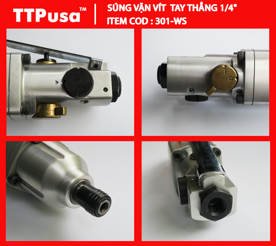 Súng vặn vít TTPusa 301-WS thiết kế nhỏ gọn, vận hành êm, thích hợp cho lắp ráp chuyên nghiệp