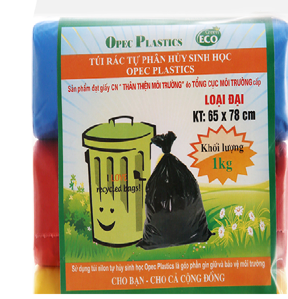 Túi nilon đựng rác tự phân hủy sinh học 3 cuộn/kg các cỡ