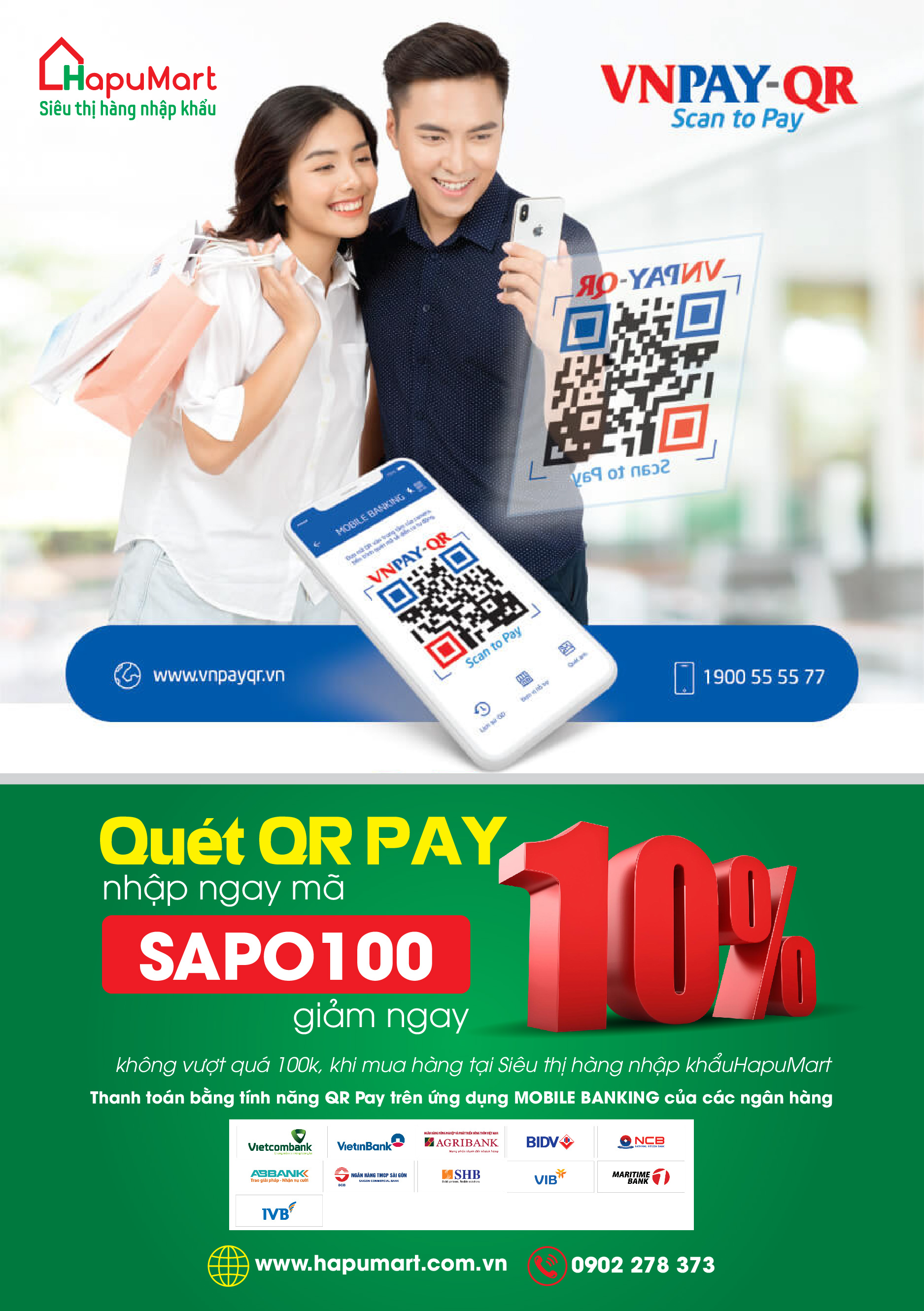 Giảm ngay 10% khi thanh toán qua Vn Pay tại HapuMart