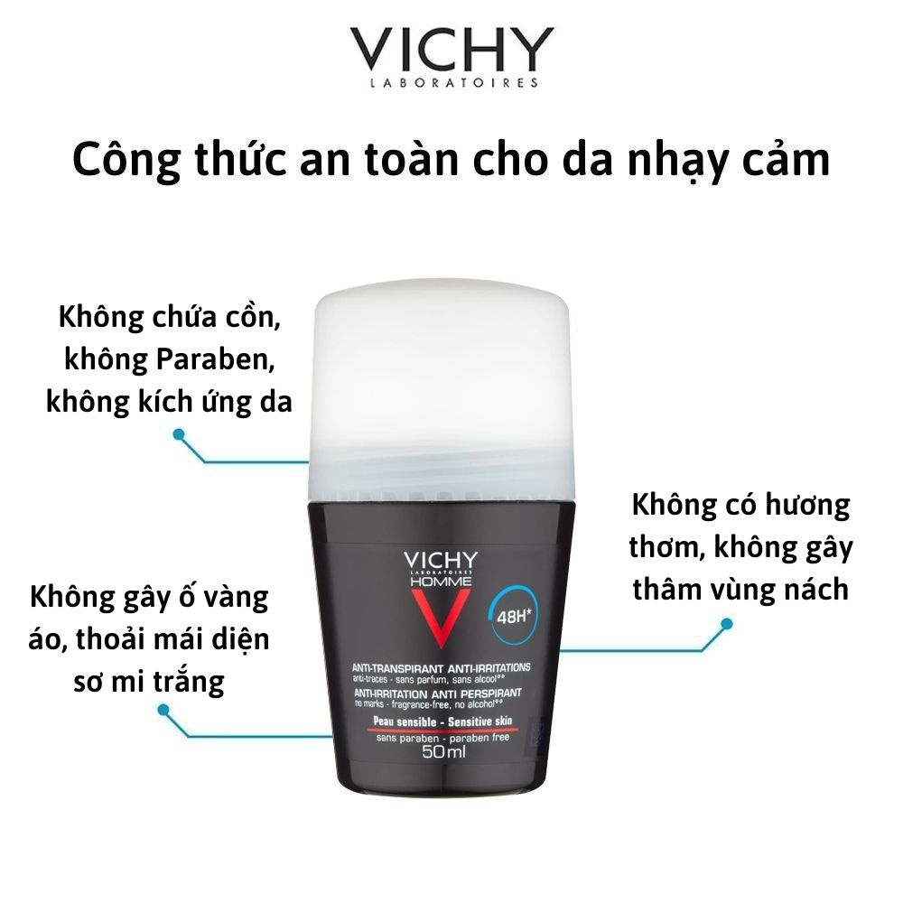Lăn khử mùi Vichy đen 50ml dành cho nam giới HapuMart