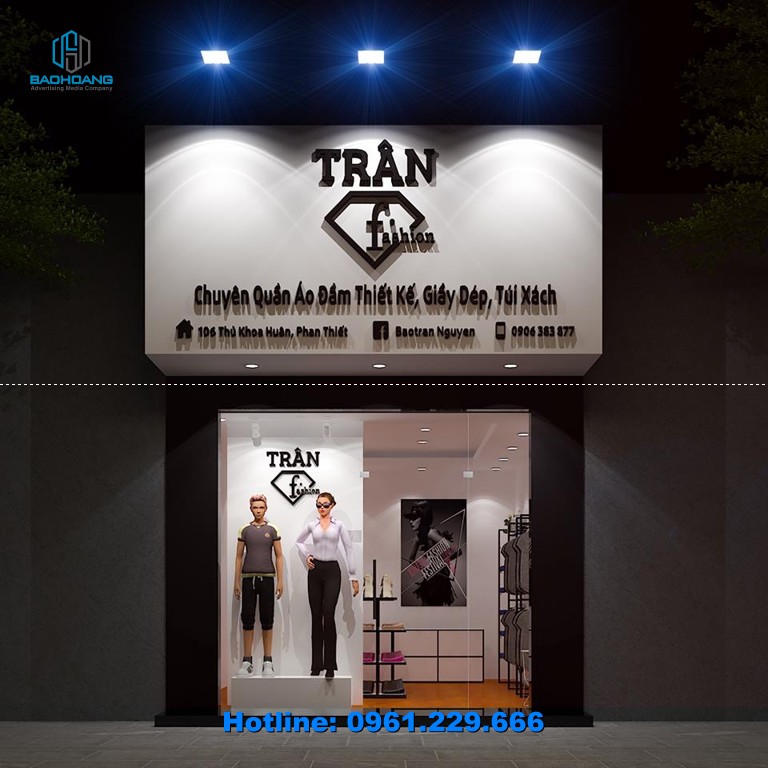 Biển shop thời trang - Liên hệ: 0961 229 666.