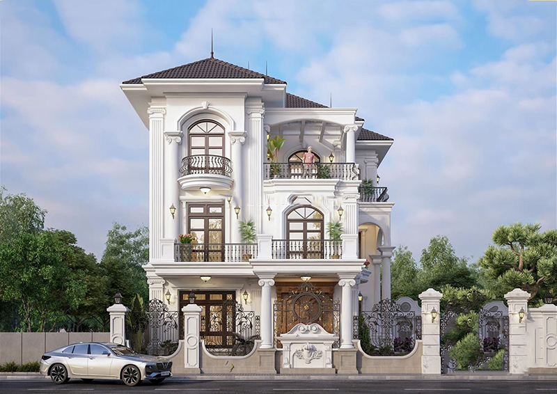 Mặt tiền biệt thự tân cổ điển đẹp