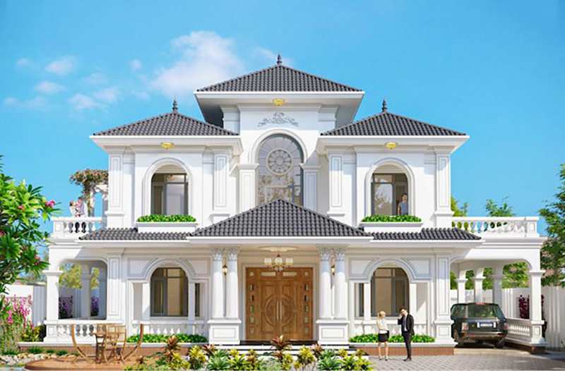 mặt tiền biệt thự tân cổ điển mái thái