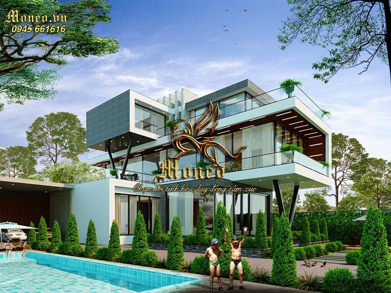 Mẫu thiết kế biệt thự 3 tầng đẹp hiện đại 200m2