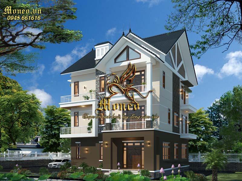 mẫu nhà đẹp 3 tầng 140m2 mái thái
