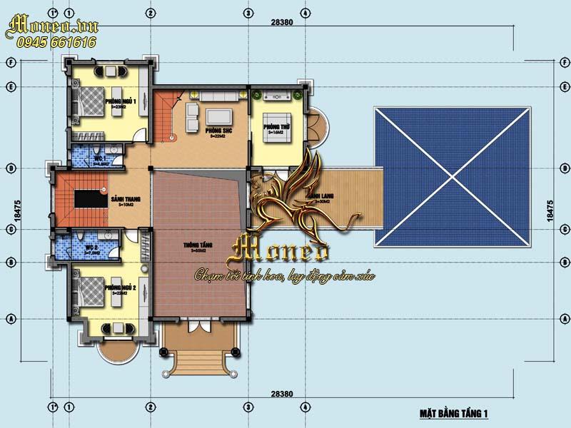 mẫu dinh thự vườn 300m2 có gara ô tô