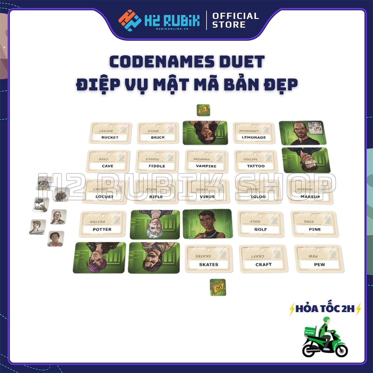 Codenames Duet Board Game Điệp Vụ Mật Mã Bản Đẹp Hộp Xanh Lá (Tiếng Anh ...