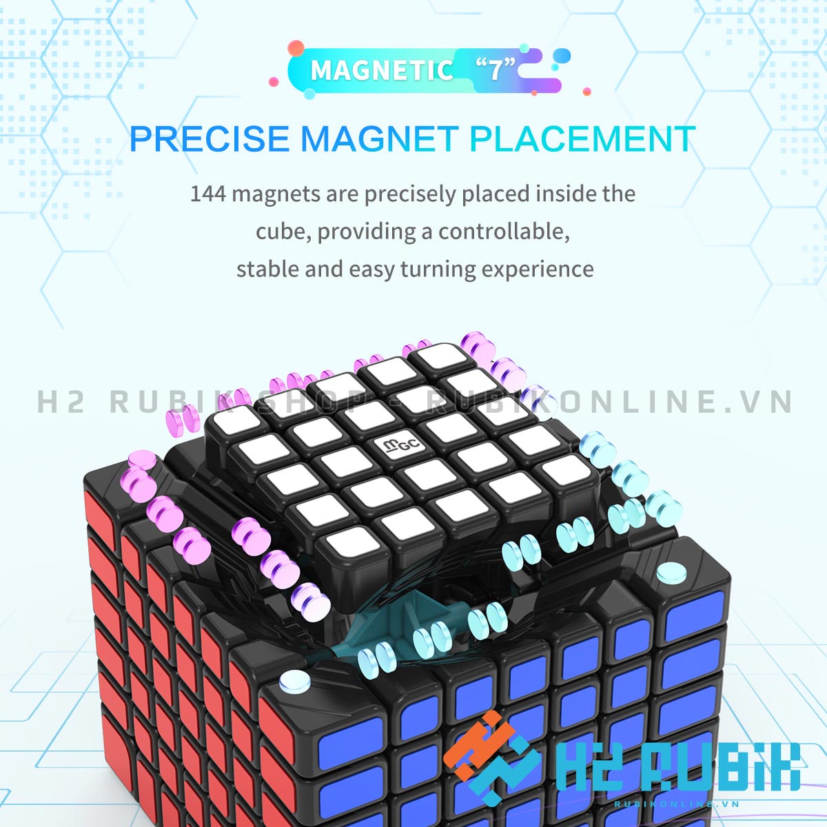 Rubik 7x7 YJ MGC 7x7 - Rubik 7 tầng có nam châm sẵn H2 Rubik Shop