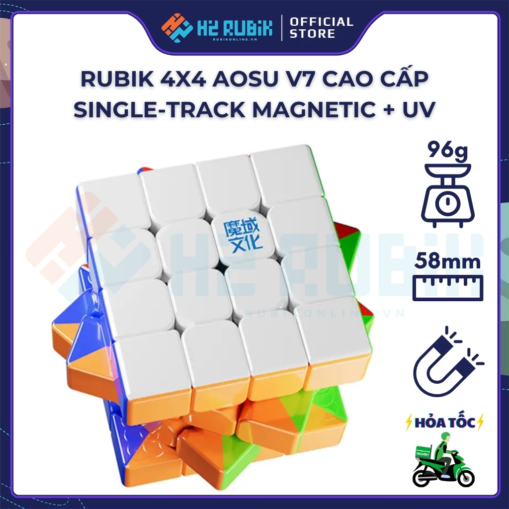 Rubik 4x4 AoSu V7 Single-Track Magnetic UV H2 Rubik Shop