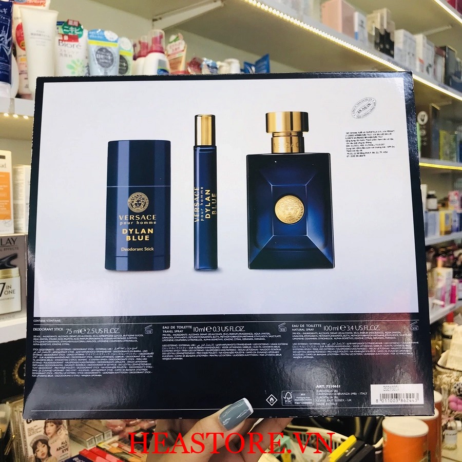 Set Nước Hoa Nam Versace Dylan Blue EDT (100ml + LKM 75ml + Mini 10ml)