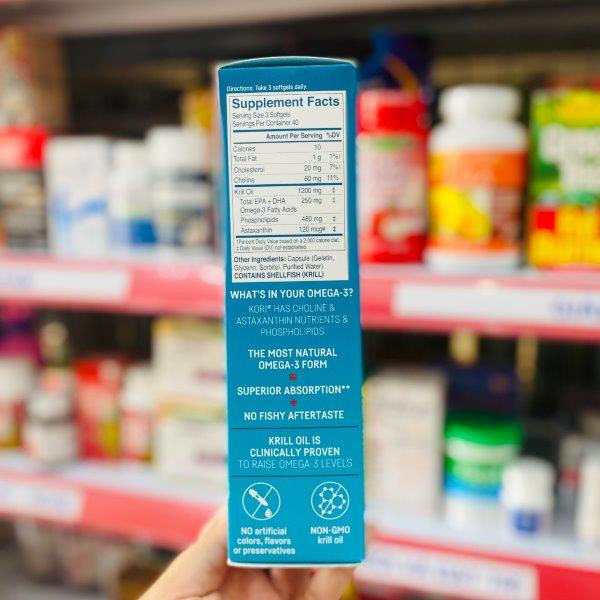 VIÊN DẦU NHUYỄN THỂ KORI PURE ANTARCTIC KRILL OIL 400MG OMEGA 3 120V