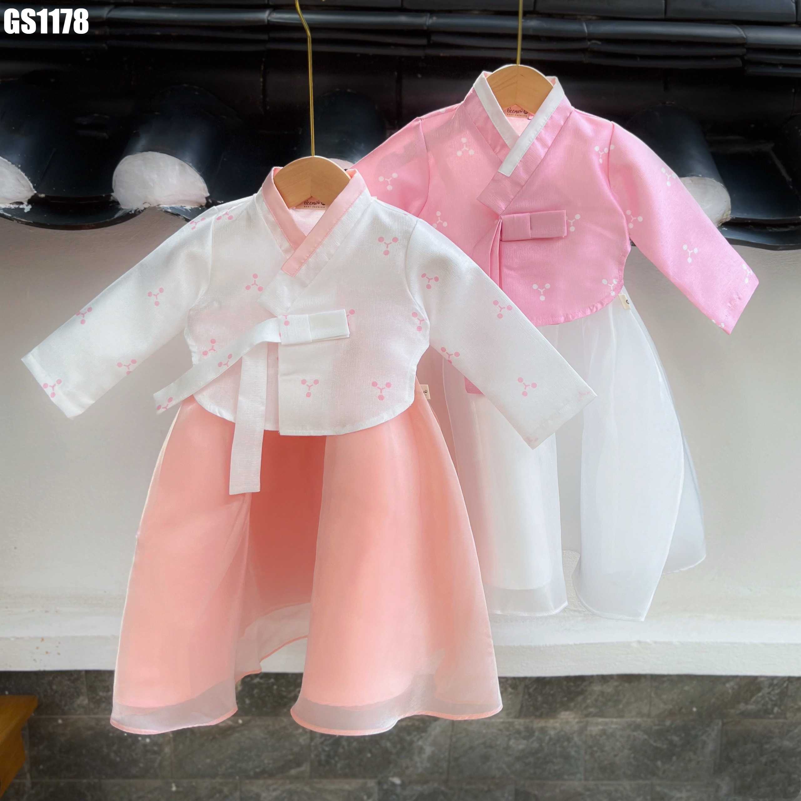 Hanbok nữ áo hồng váy trắng - Hoài Giang shop