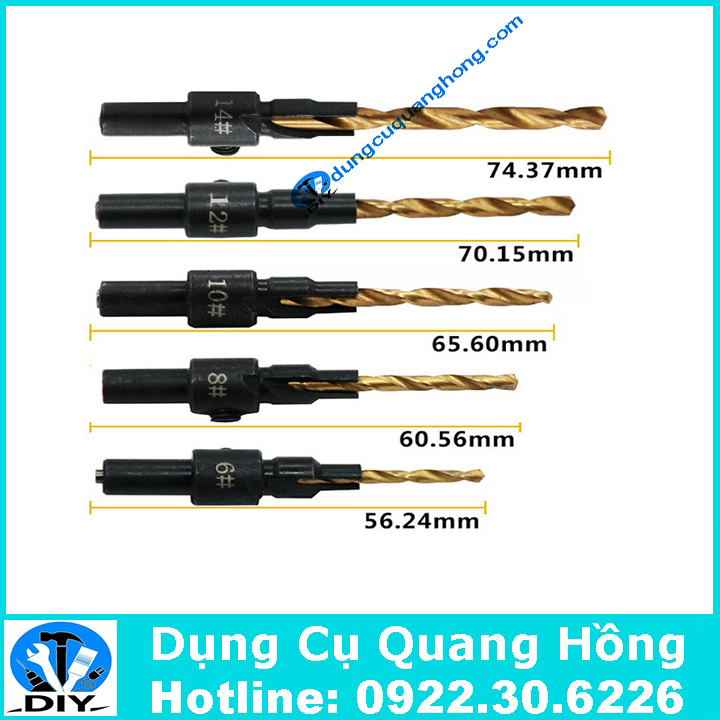 Bộ 5 mũi khoan gỗ chỉnh cữ bắt âm mũi vít