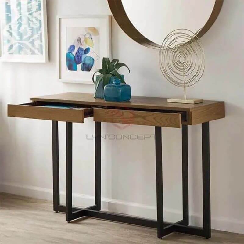 Bàn Console Mặt Gỗ Chân Sắt Đẹp, Giá Tốt Nhất!
