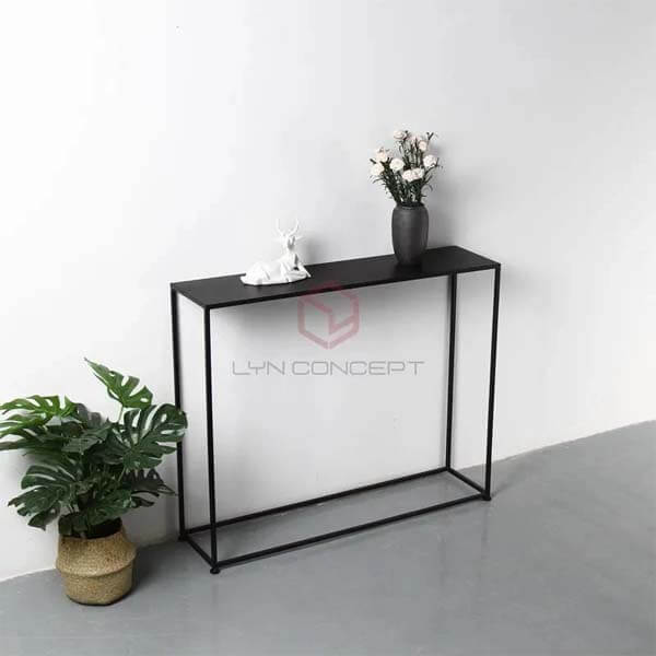 Bàn Console Mặt Gỗ Chân Sắt Sơn Đen Đơn Giản