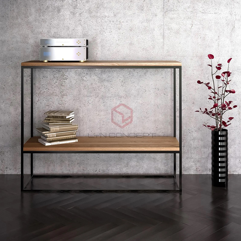 Bàn Console 2 Tầng Mặt Gỗ Chân Sắt Cao Đơn Giản - BTT05