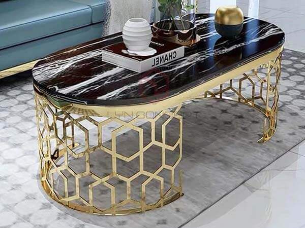 Bàn Trà Sofa Manfred Mặt Đá Đen Chân Cnc Inox Mạ Pvd - BT20B