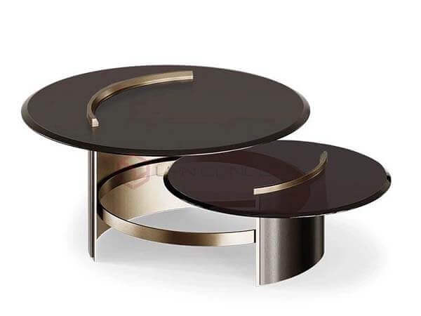 Bàn Trà Sofa Tròn Mặt Kính Đen Chân Inox Mạ Pvd Cao Cấp - BT63