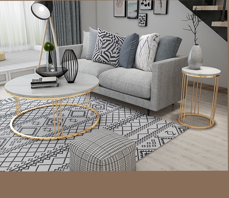 Bàn Góc Sofa Tròn Mặt Đá Trắng Chân Inox Mạ Vàng Cao Cấp - BT04