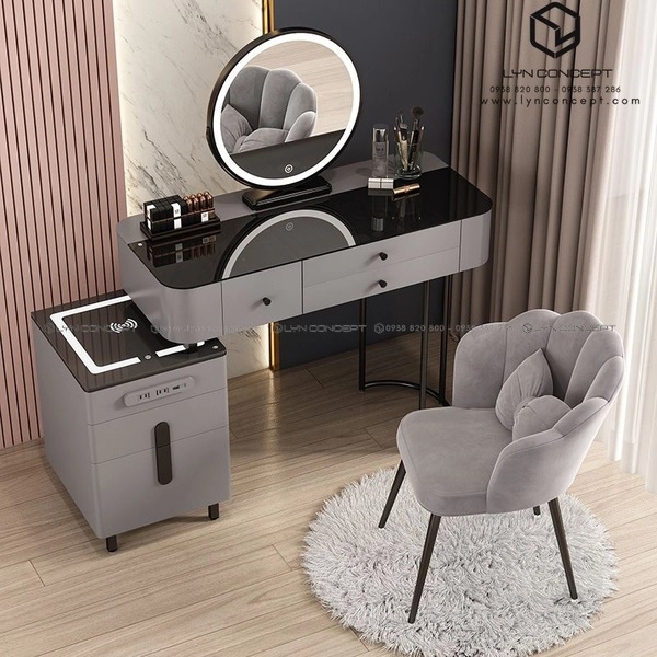 Bộ Bàn Trang Điểm Nhập Khẩu Thông Minh Tích Hợp Ổ Cắm & USB & Sạc Điện Thoại Không Dây- BTĐ44.2