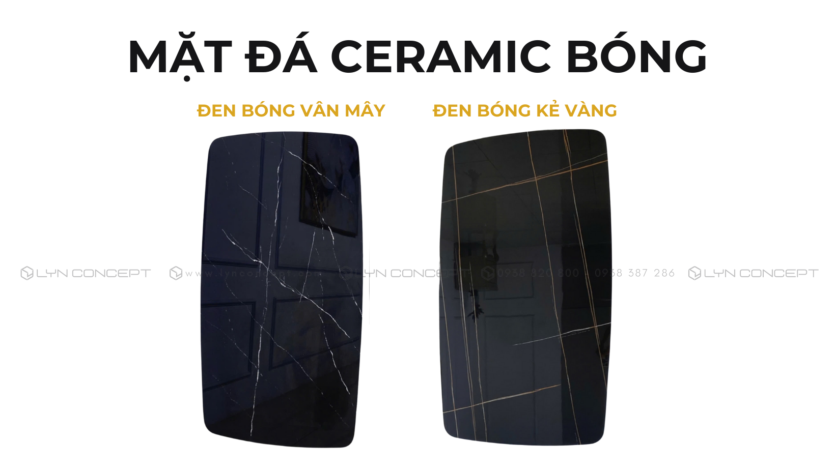 Bộ Bàn Ăn - Các mẫu mặt đá đen ceramic bóng bàn ăn nhập khẩu
