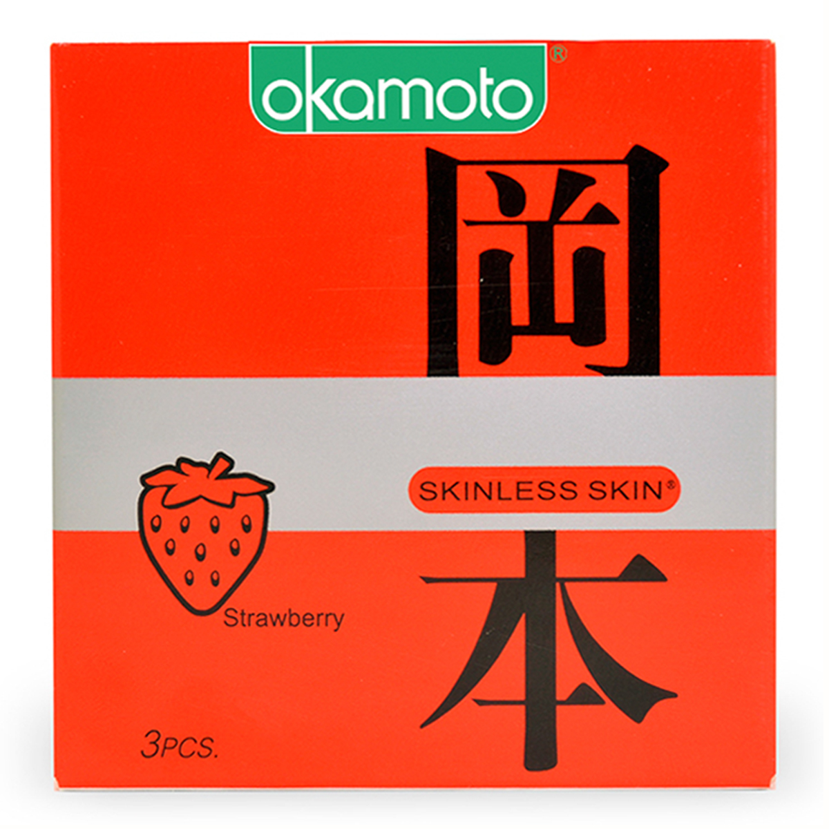 Bao Cao Su Okamoto Skinless Skin Strawberry Hương Dâu Hộp 3 Cái