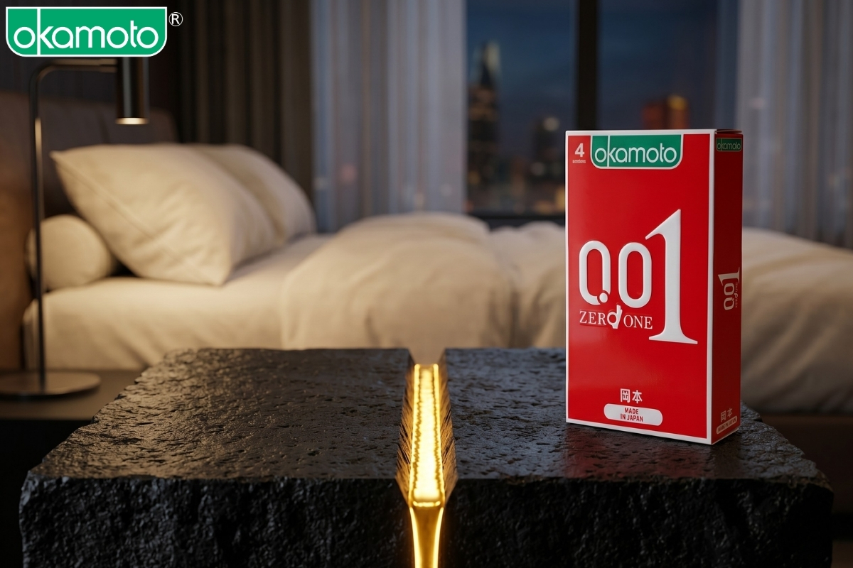 Bao cao su siêu mỏng 0.01mm Okamoto Zero One chất liệu Polyurethane cao cấp truyền nhiệt tức thì. 