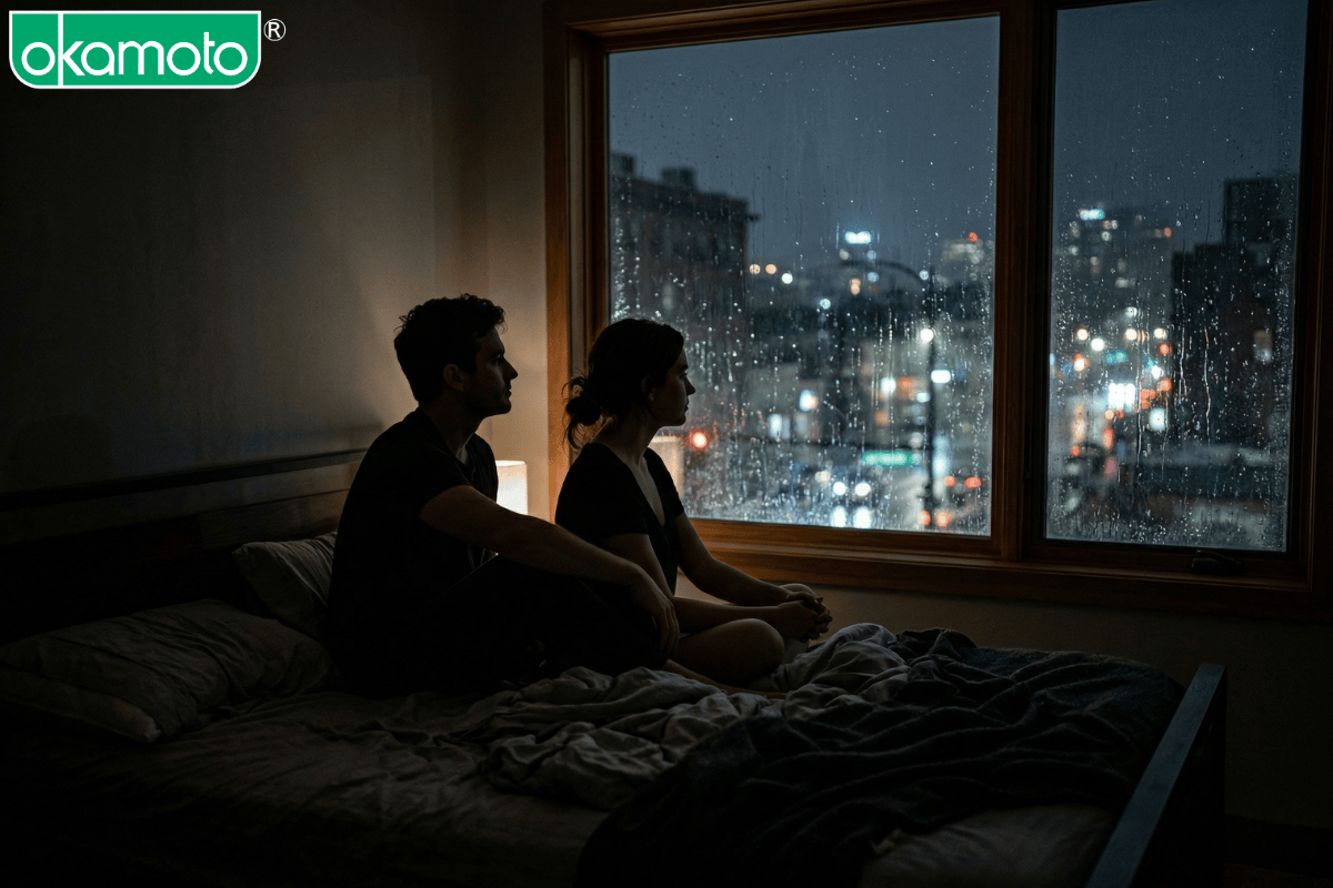 Cặp đôi xa cách trên giường tượng trưng cho hội chứng bạn cùng phòng.