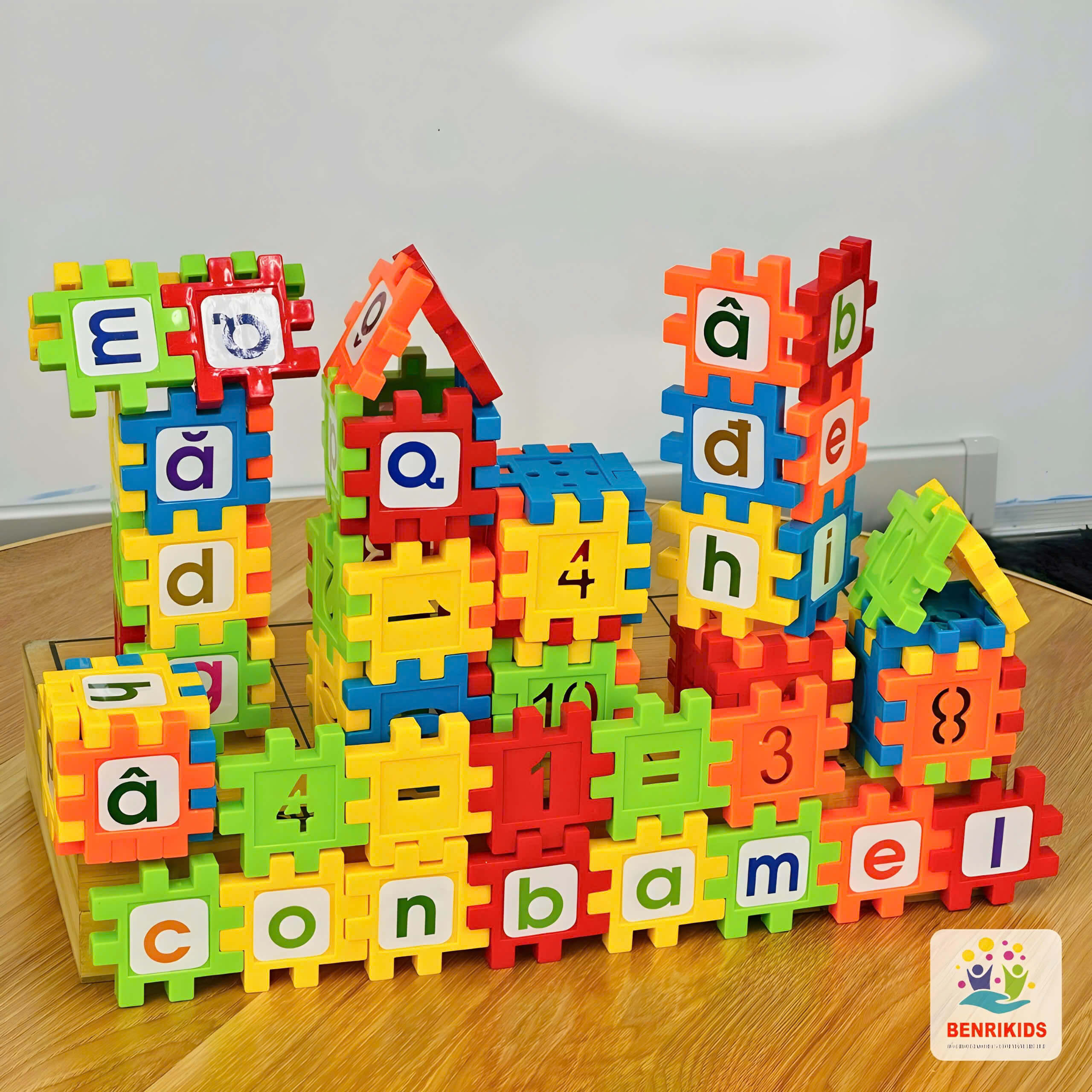 Túi Đồ Chơi Xếp Hình Chữ Cái 39 Chi Tiết Bằng Nhựa ABS Miếng Ghép To Benrikids Cho Bé Sáng Tạo Phát Triển Tư Duy