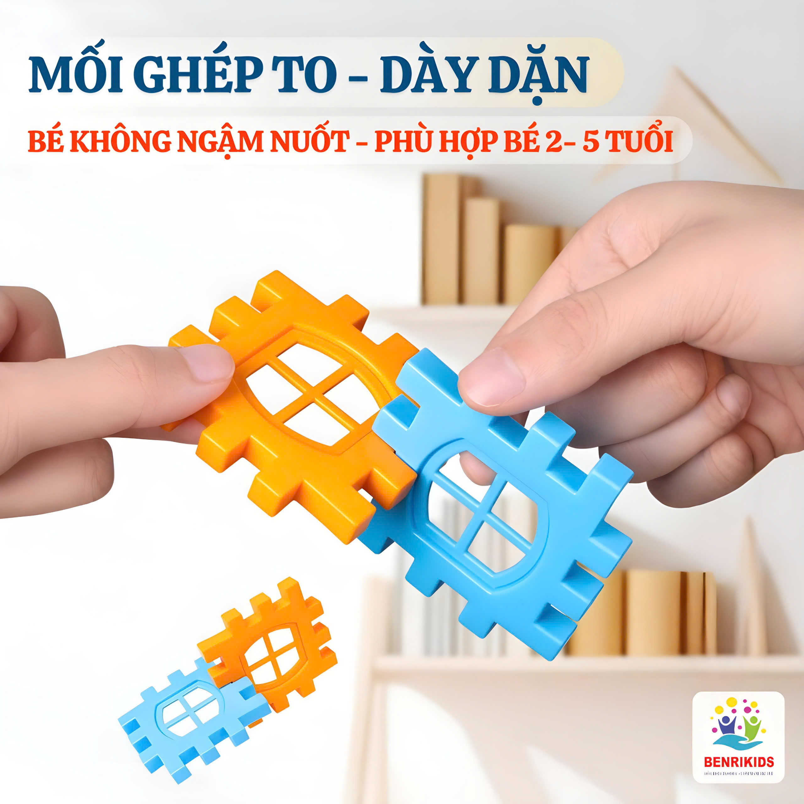 Đồ Chơi Lắp Ghép Xếp Hình Khối Xây Dựng Benrikids Cho Bé Có Miếng Ghép Vuông To Nhiều Màu Sắc Cho Bé Sáng Tạo