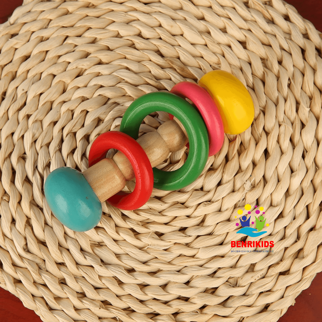 Bộ 4 Xúc Xắc Lục lạc Cho Trẻ Sơ Sinh Gỗ Sồi An Toàn