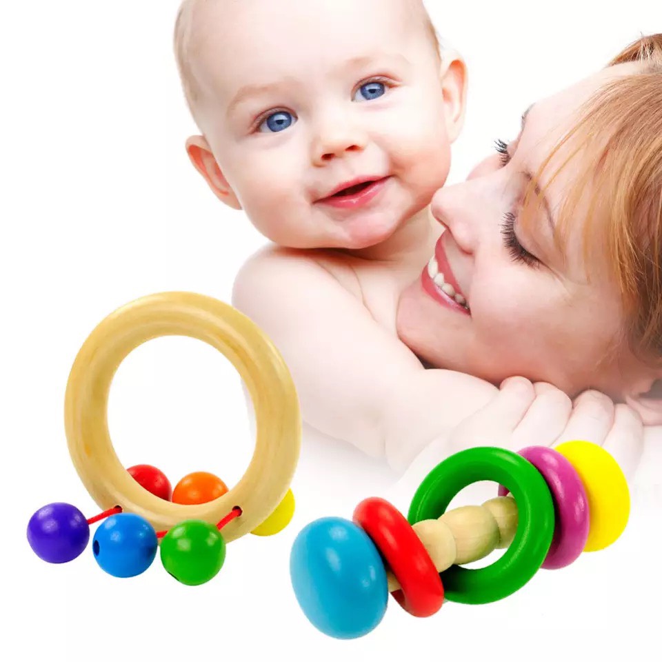 Đồ Chơi Trẻ Em, Xúc Xắc Que Vòng Làm Bằng Gỗ Sồi Tự Nhiên An Toàn Cho Bé