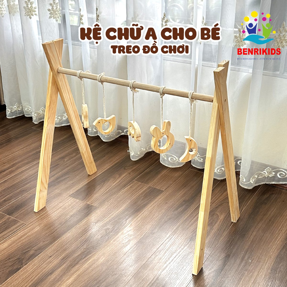 Kệ Gỗ Treo Nôi Kệ Chữ A Cho Bé Sơ Sinh Đồ Chơi Vận Động Rèn Luyện Đa Kỹ Năng Cho Bé