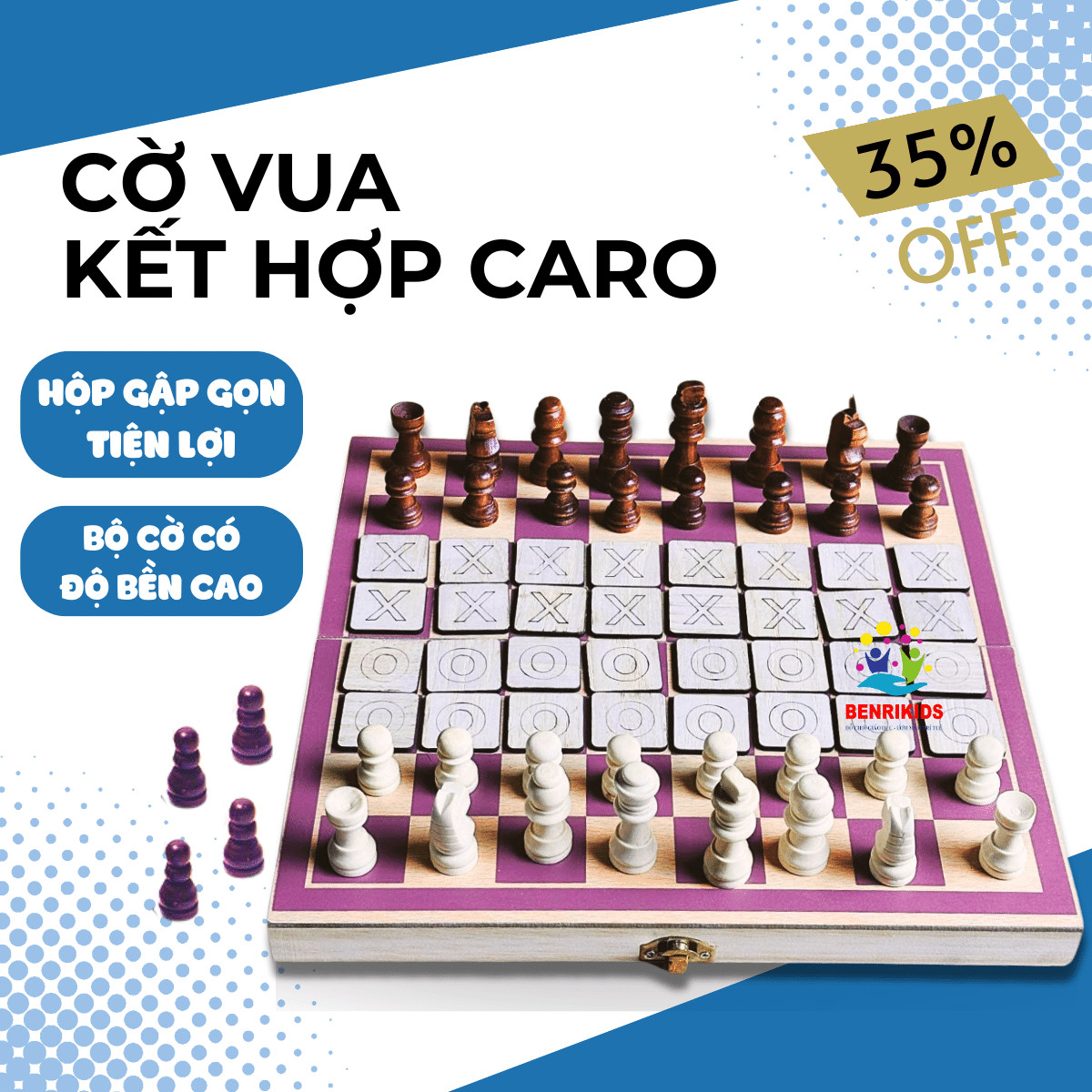 Đồ Chơi Board Game Giải Trí Tại Nhà Siêu Vui Nhộn, Cờ 2 Trong 1 Bằng Gỗ, Game Đối Kháng Hấp Dẫn