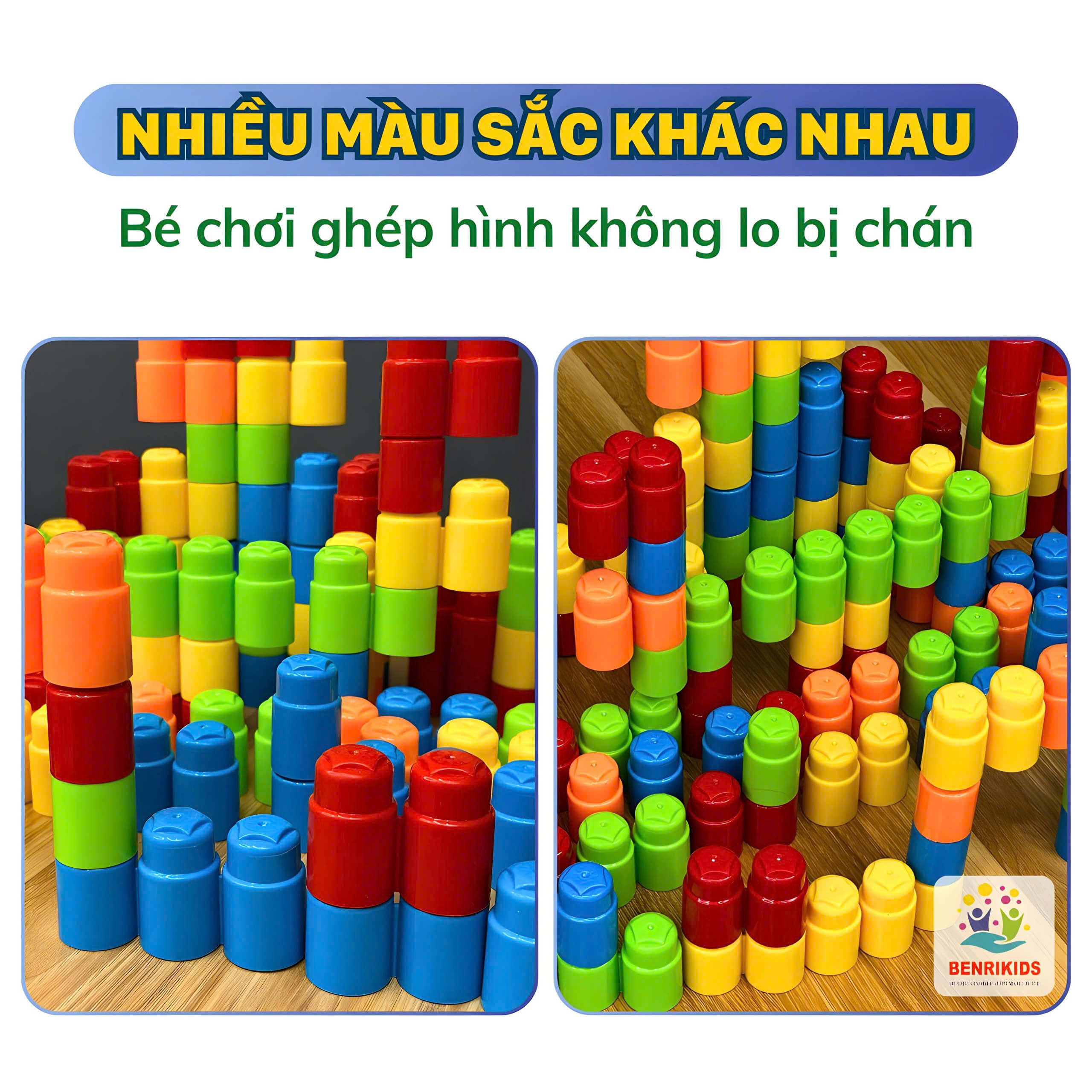 Đồ Chơi Xếp Hình Dạng Ghép Nút Benrikids Nhiều Chi Tiết Bằng Nhựa Nguyên Sinh An Toàn Cho Bé Sáng Tạo Phát Triển Tư Duy
