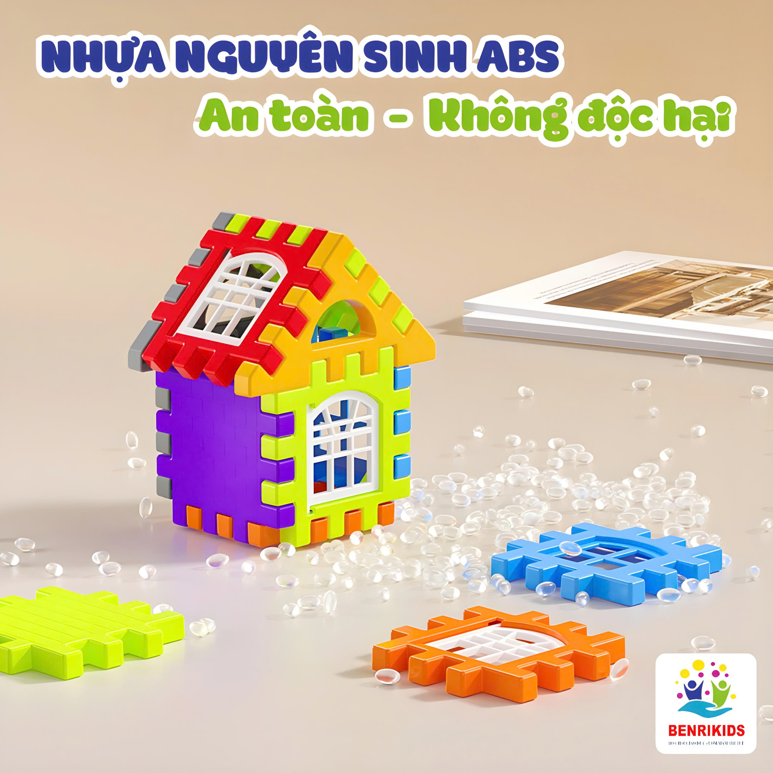 Đồ Chơi Xếp Hình Xây Dựng Bằng Nhựa Benrikids Miếng Ghép To Có Dán Decal Chữ Cái Cho Bé Vừa Chơi Vừa Học