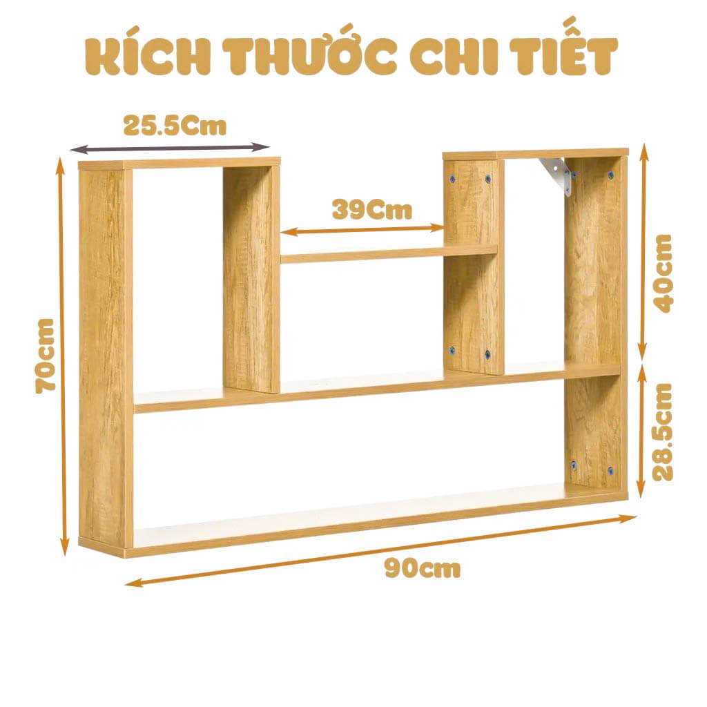 Kệ Treo Tường 4 Ngăn Decor Phòng Khách Phòng Ngủ Studio 90x20x70Cm Dễ Tháo Lắp Để Được Dưới Sàn