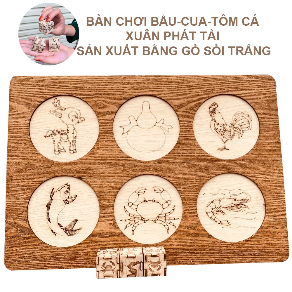 Đồ Chơi Lắc Bầu Cua Tôm Cá, Trò Chơi Trong Dịp Tết Nguyên Đán Vui Nhộn, Phiên Bản Mới Nhất Bằng Gỗ Bền Đẹp