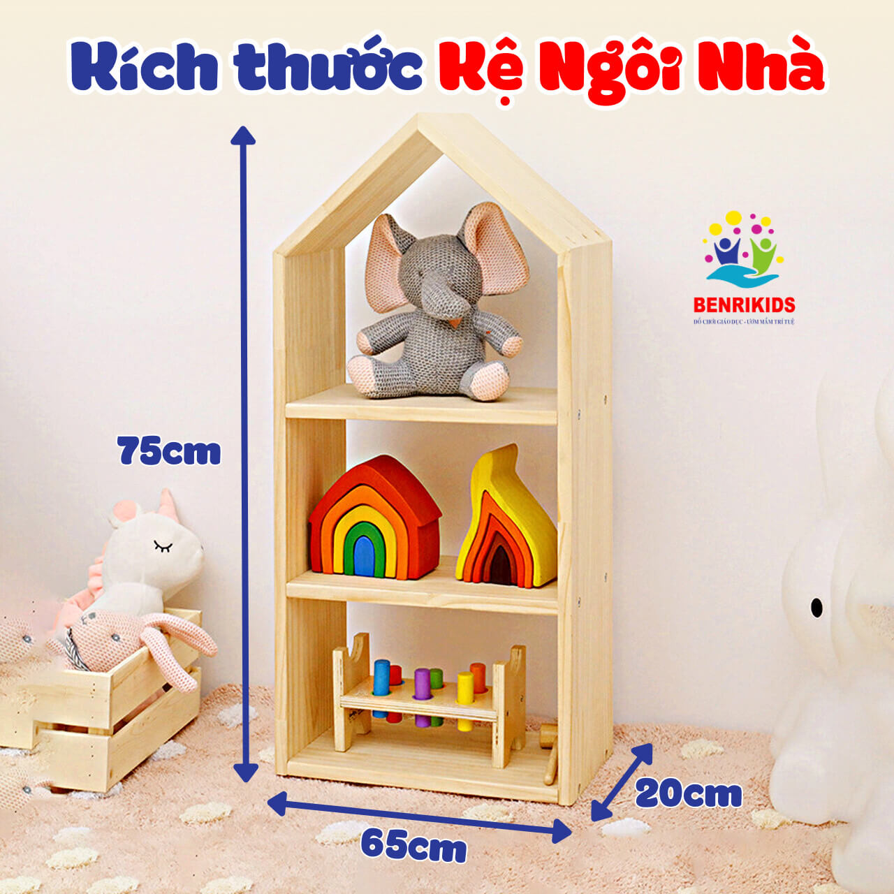 Kệ Đồ Chơi Kệ Sách Cho Bé Hình Mái Nhà Tạo Không Gian Cho Trẻ Sáng Tạo Kệ Montessori