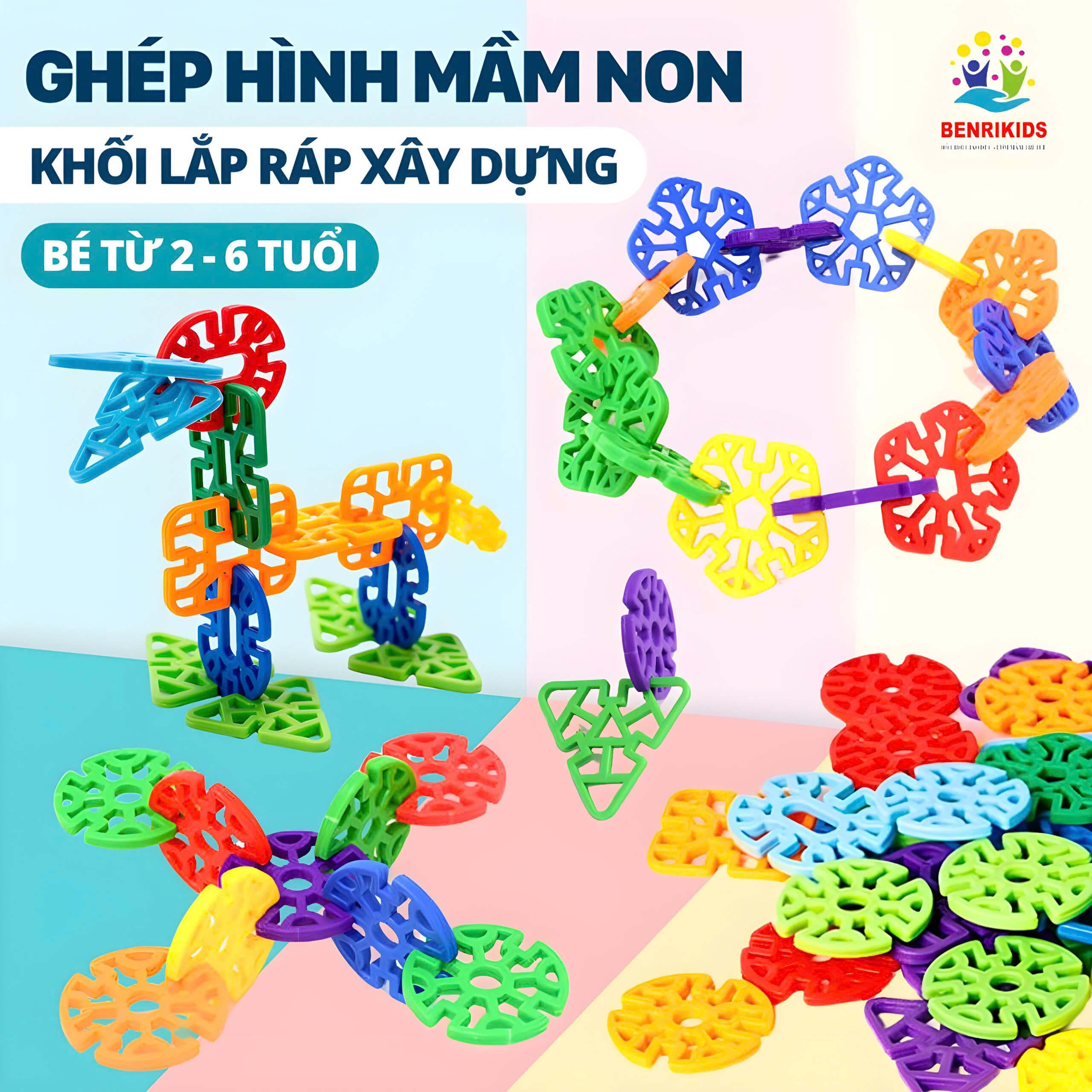 Túi Đồ Chơi Xếp Hình Cánh Hoa 80 Chi Tiết Benrikids Bằng Nhựa An Toàn Cho Bé Sáng Tạo Phát Triển Tư Duy Logic
