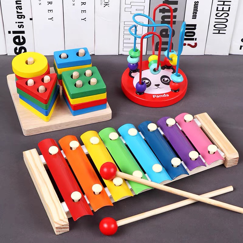 Combo Đồ Chơi Gỗ 6 Món Thông Minh Cho Bé Phát Triển Tư Duy Trí Tuệ Đồ Chơi Giáo Dục Sớm Montessori An Toàn