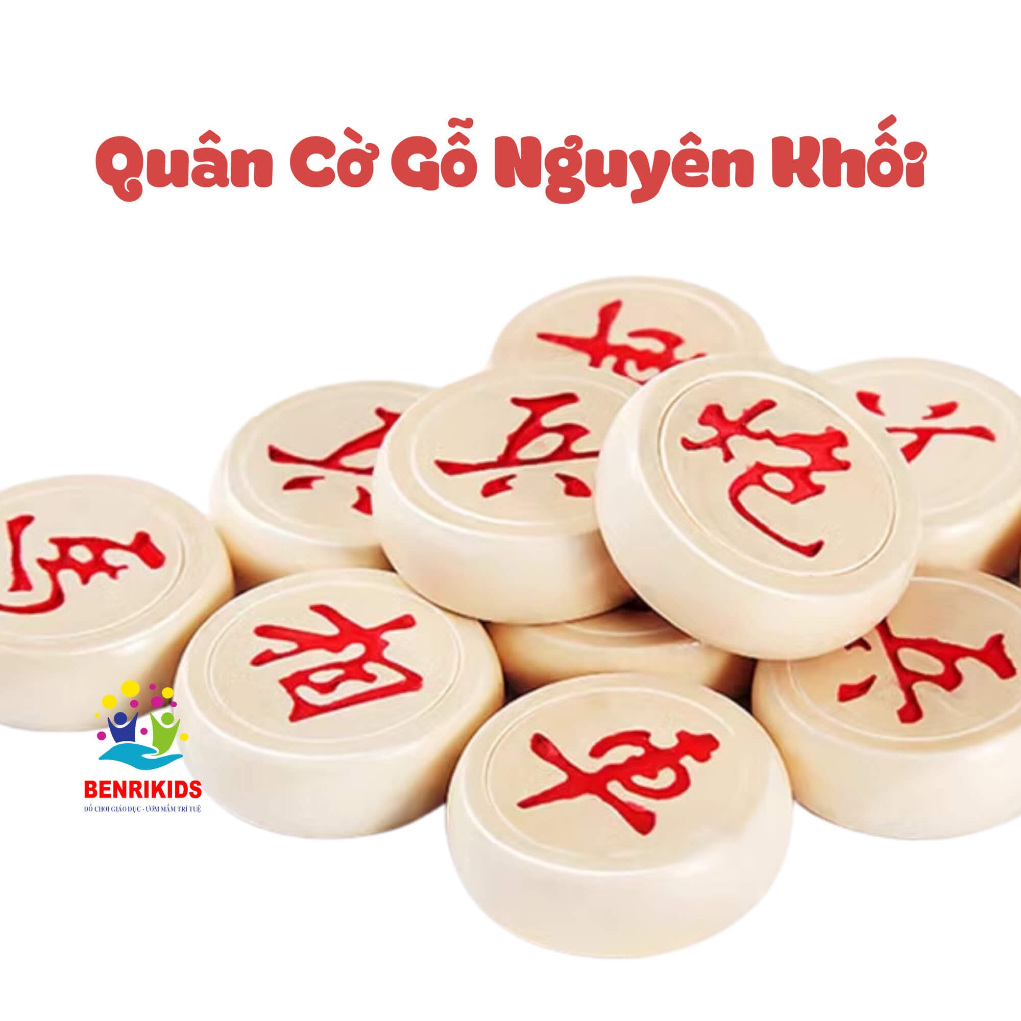 Bộ Quân Cờ Tướng Gỗ Size 32mm Kèm Bàn Cờ Tướng Bằng Giấy Nilong