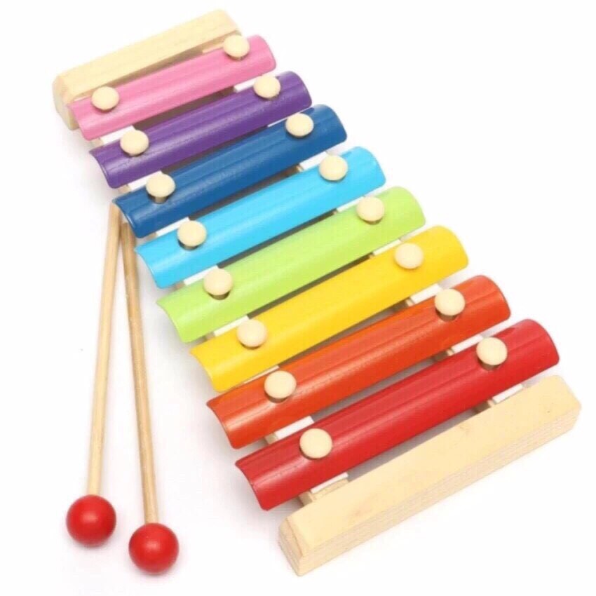 Set 4 Món Đồ Chơi Thông Minh, Chuỗi Thả Hình, Luồn Hạt, Tháp, Đàn Xylophone Bằng Gỗ An Toàn Cho Bé