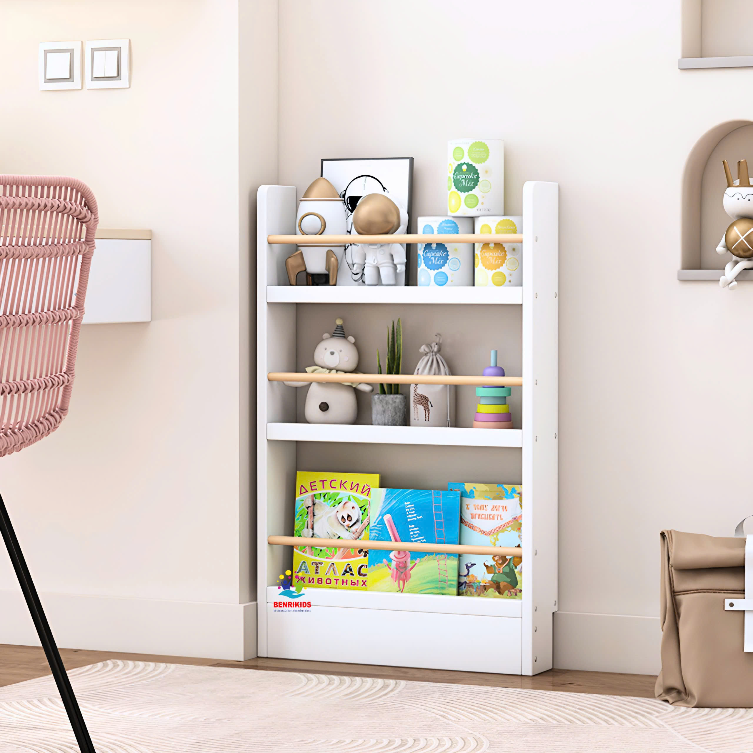 Kệ Treo Tường Đựng Sách Không Cần Khoan Đục, Kệ Giá Sách Lắp Sau Cánh Cửa Giúp Tối Ưu Không Gian, Giá Sách Mầm Non