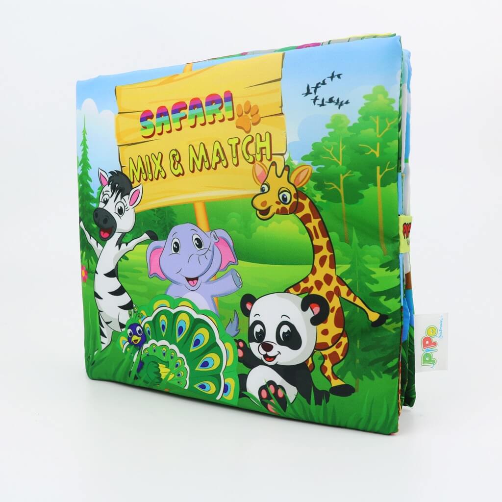 Đồ Chơi Sách Vải Đa Kỹ Năng Safari - Mix & Match Sách Vải Tương Tác Kết Hợp Ghép Hình Vui Nhộn