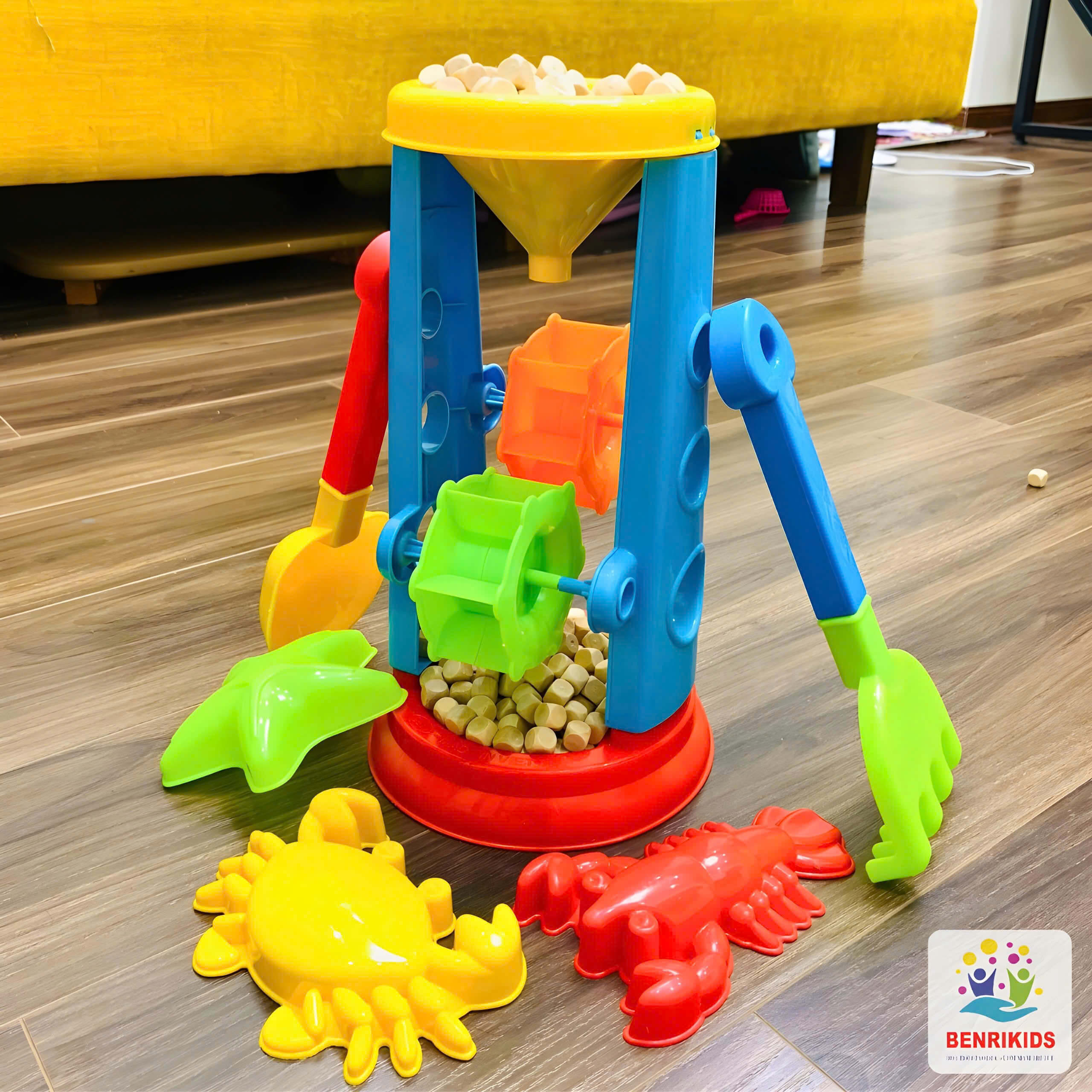 Đồ Chơi Đi Biển Guồng Quay Cát Size To Cho Bé Chơi Đùa Với Cát Chơi Cùng Với Hạt Gỗ Hạt Muồng