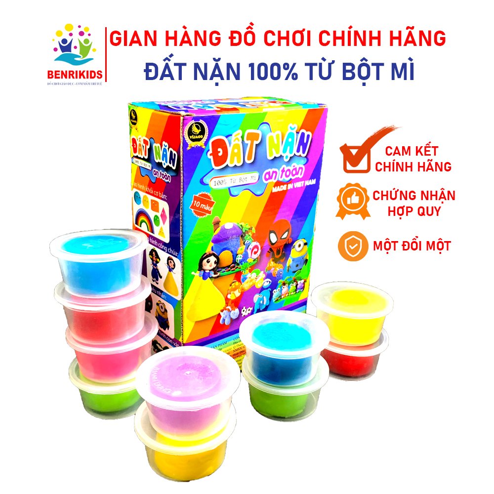 Đồ Chơi Sáng Tạo Hộp 4 Bộ Đất Nặn Nhiều Màu Sắc Làm Từ 100% Bột Mì Tự Nhiên An Toàn