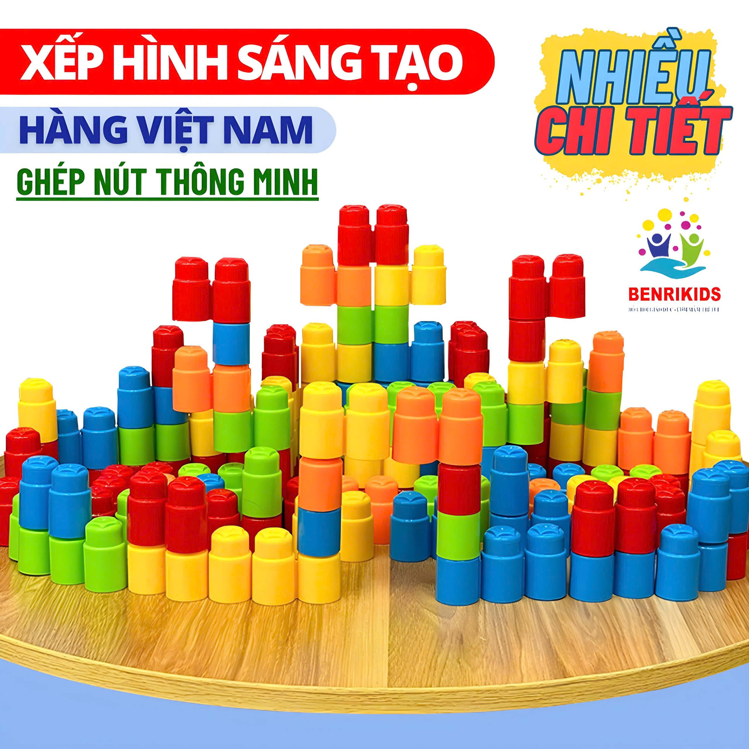 Đồ Chơi Xếp Hình Dạng Ghép Nút Benrikids Nhiều Chi Tiết Bằng Nhựa Nguyên Sinh An Toàn Cho Bé Sáng Tạo Phát Triển Tư Duy