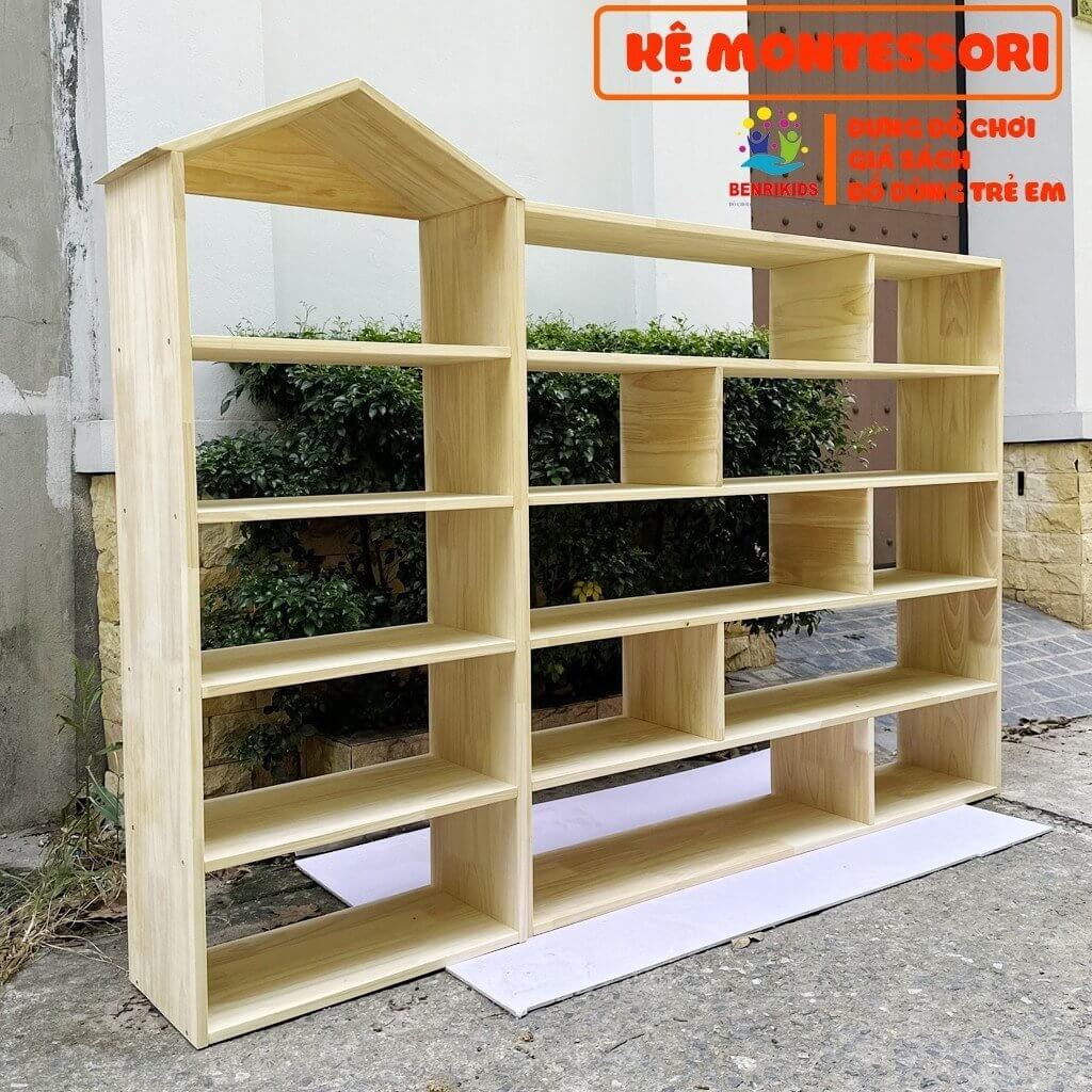 Kệ Gỗ Mầm Non Montessori Bằng Gỗ Trang Trí Decor Phòng Cho Trẻ