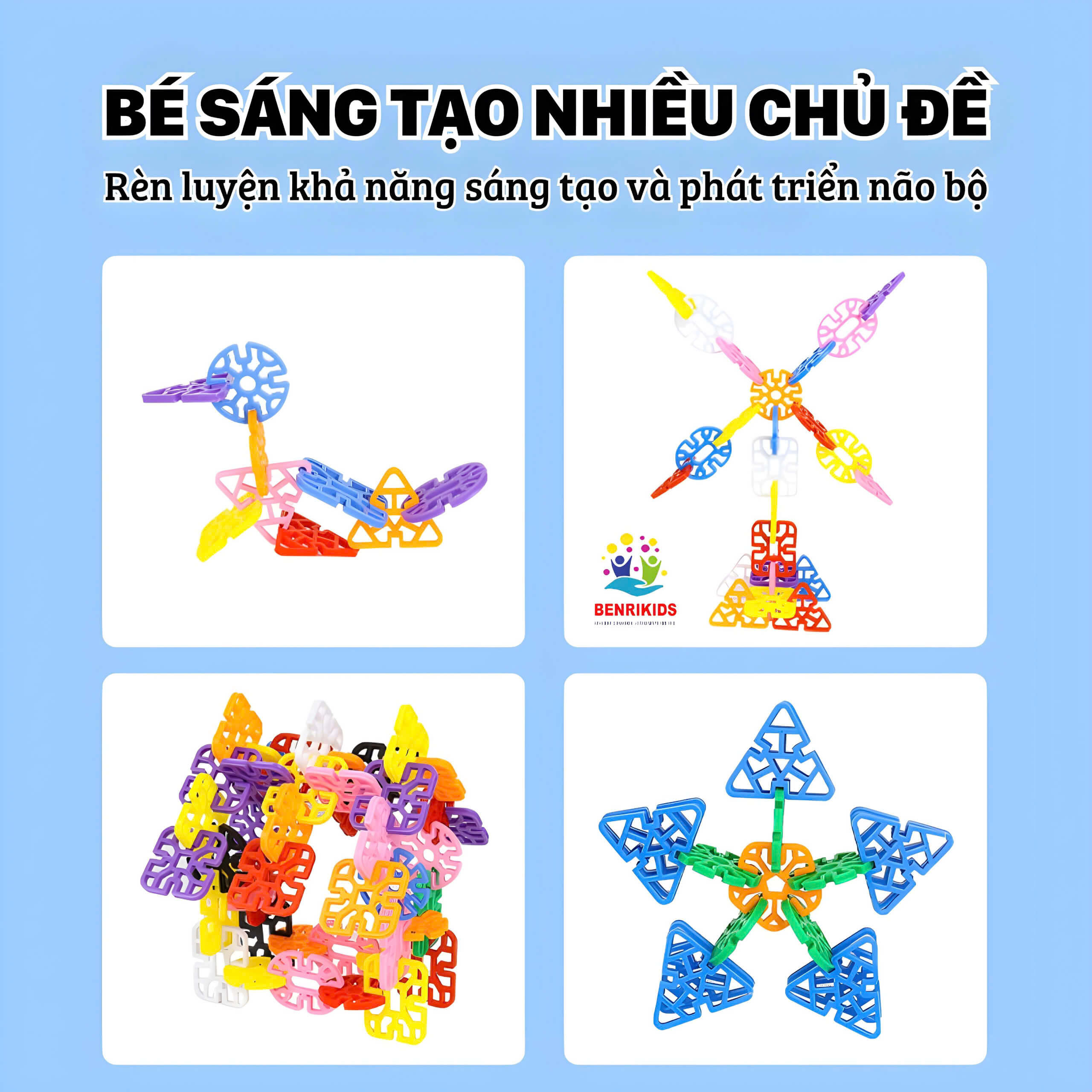 Túi Đồ Chơi Xếp Hình Cánh Hoa 80 Chi Tiết Benrikids Bằng Nhựa An Toàn Cho Bé Sáng Tạo Phát Triển Tư Duy Logic